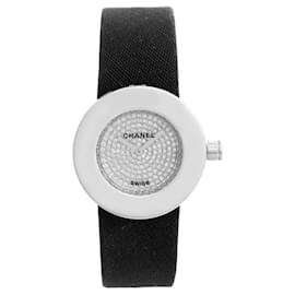 Chanel La Ronde Diamant-Uhr Weißgold und Leder