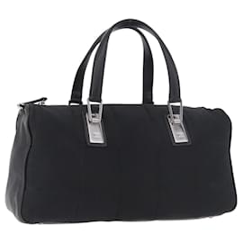 CHANEL Choco Bar Hand Bag Nylon Black Silver CC Auth 183944SAM