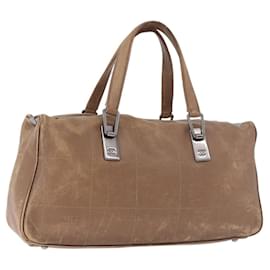 Borsa CHANEL Choco Bar in pelle di agnello marrone con CC argento Autentica 183856