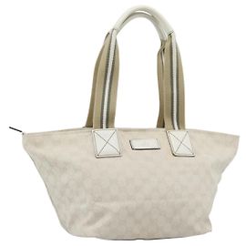 Borsa GUCCI GG Canvas Sherry Line White Gold 131230 Auth 183994