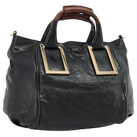 Bolsa Chloe Etel de couro preto e dourado Auth 183634 - Chloé