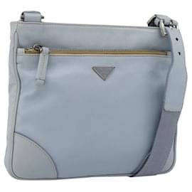 Borsa a tracolla PRADA in pelle azzurro chiaro argento Auth 183673A