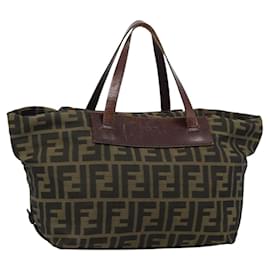 Bolsa de mão FENDI Zucca Canvas Preto Marrom Auth ka4624 - Fendi