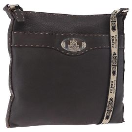 Borsa a Spalla FENDI Celeria in Pelle Nera Argento Auth 183899A