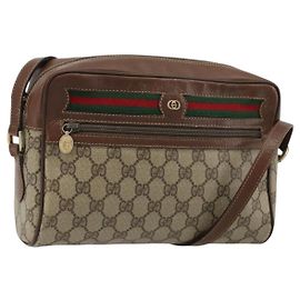 Borsa GUCCI GG Supreme Web Sherry Line PVC Beige 001 56 6472 4021 Auth 183301
