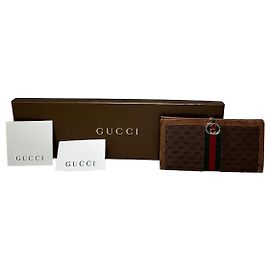 Vintage Gucci GG Supreme Canvas Geldbörse Braun Beige Gold
