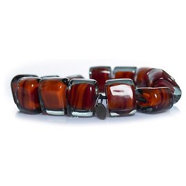 Autre Marque Sent Murano, Murano glass bracelet in red orange