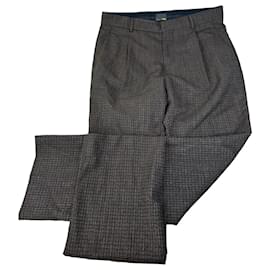 Pantaloni vintage Fendi in misto lana a quadri Grigio scuro XS