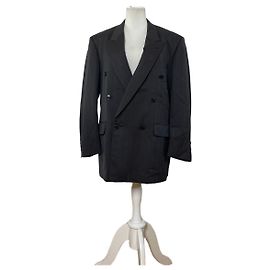 Vintage Dior Blazer aus Anthrazit-Wollmischung gestreift XXL
