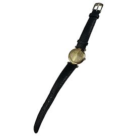 Vintage Balenciaga Armbanduhr Schwarz vergoldet Leder