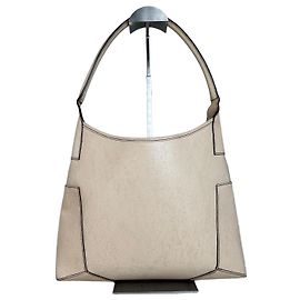Salvatore Ferragamo Vintage Ferragamo Structured Leather Shoulder Bag Cream Gold