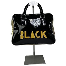 Comme Des Garcons Vintage Comme des Garçons Lackleder-Handtasche Metallic Schwarz Gold