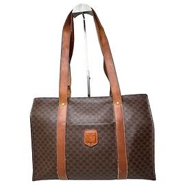 Céline Tote in tela Macadam Vintage Celine Marrone Tan Oro