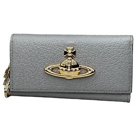 Cartera de cuero vintage Vivienne Westwood Gris Dorado