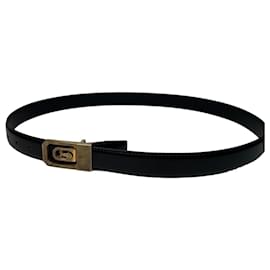 Vintage Celine Ledergürtel Schwarz Goldene Schnalle - Céline