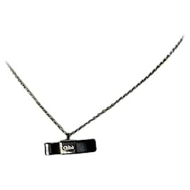 Collar Vintage Chloé con detalles en cuero Oro Negro