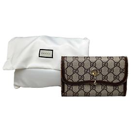 Vintage Gucci GG Supreme Geldbörse Beige Braun Gold