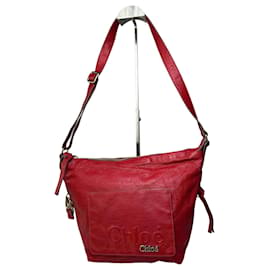 Chloé Borsa a tracolla vintage Chloe in pelle granulata rossa e oro