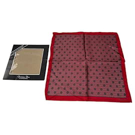 Fazzoletto da taschino in seta vintage Dior Rosso Blu con Scatola