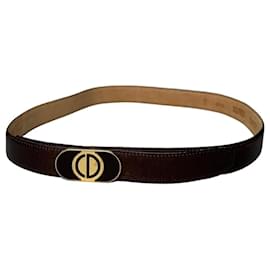 Vintage Dior CD Logo Ledergürtel Braun Gold