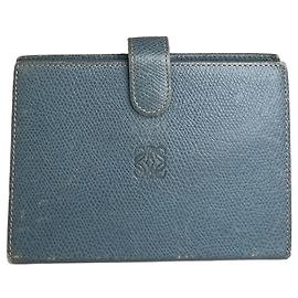 Vintage Loewe Ledergeldbörse Petrol Gold Druckknopf Early 2000s