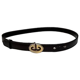 Vintage Gucci GG Logo Ledergürtel Schwarz Gold