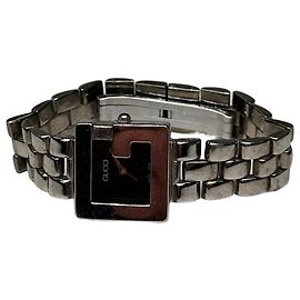 Orologio bracciale vintage Gucci in acciaio inossidabile nero e argento