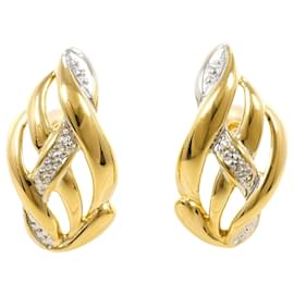 Brincos de botão elegantes em ouro 18K com diamantes - Autre Marque