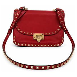 Valentino Garavani Rockstud Sac Bandoulière en Cuir Rouge