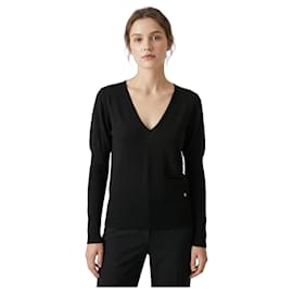 Schwarzer feiner Wollpullover mit V-Ausschnitt - Roberto Cavalli