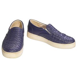 Bottega Veneta Intrecciato Blue Leather Slip-On Sneaker