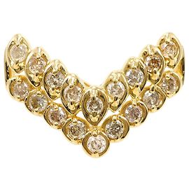 Autre Marque Anello a fascia in oro giallo 18K con diamante marrone