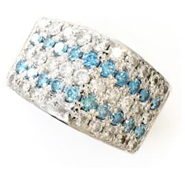 Autre Marque PT900 Platinring mit blauem Diamanten