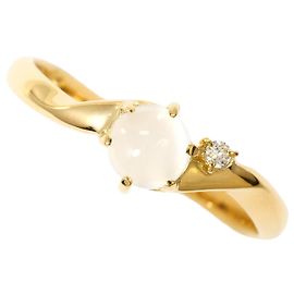 Autre Marque Anillo de banda en oro amarillo de 18K con diamante y piedra de luna
