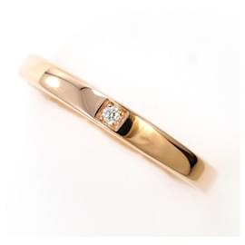 Anello a fascia in oro rosa 10K e diamanti - Autre Marque