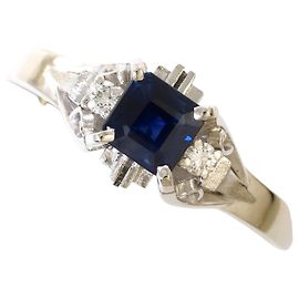 Autre Marque Platinring mit Diamant und Saphir