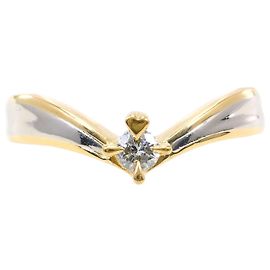 Autre Marque Anillo de banda en platino y oro amarillo con diamante