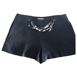 Moschino Cheap and Chic Shorts aus schwarzer Wolle mit dekorativer Kette