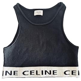 Céline Baumwoll-Tanktop mit Logo - Schwarz