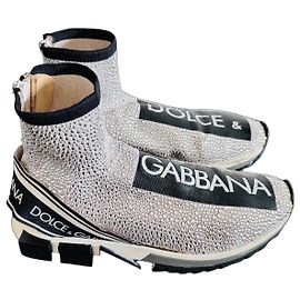 Dolce & Gabbana Sneakers Logo Strass Argentati