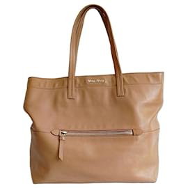 Borsa Tote Miu Miu in pelle marrone