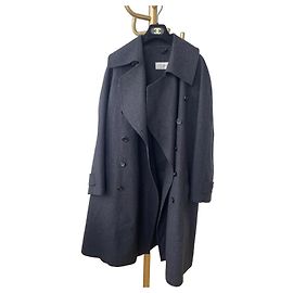 Trench in lana grigio scuro Yves Saint Laurent Oversize