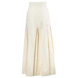 Falda midi de cuero crema Miu Miu