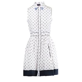 Fendi weißes Seidenhemdkleid mit Polka-Dot-Print und kontrastierendem Saum