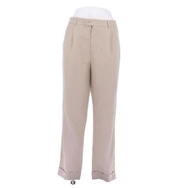 Pantalones de lino beige Brunello Cucinelli