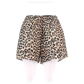 Shorts Ganni con Estampado de Leopardo Beige de Algodón