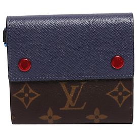 Louis Vuitton Portafoglio bifold monogramma blu e marrone