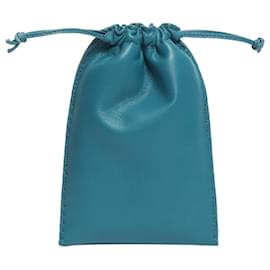 Pochette à cordon en cuir bleu - Hermès