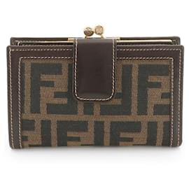 Fendi Zucca Tri-fold Wallet Brown Cloth ref.JC1534944 (Sold