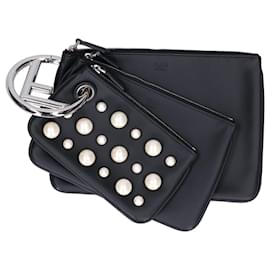 Fendi Leather Clutch Bag 7N0078 in Great Condition Black ref